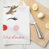 Pet van Red Nose Reindeer Santa Merry met Kerstmis Theedoek (Quarter Fold)