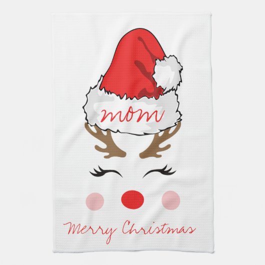 Pet van Red Nose Reindeer Santa Merry met Kerstmis Theedoek (Verticaal)