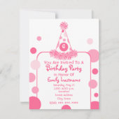 Pet van roze poka Dot Birthday Party uitnodigen Kaart (Voorkant)