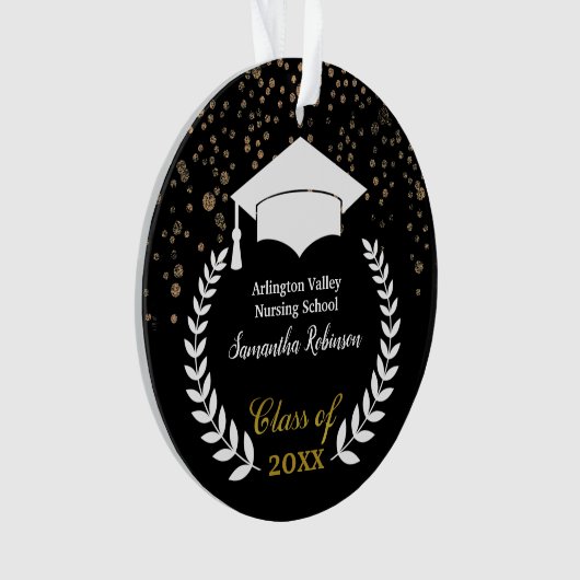 Pet van wit Afstudeerder en Ornament van Laurel Af (voorkant)