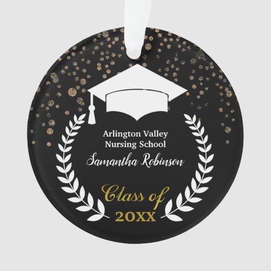 Pet van wit Afstudeerder en Ornament van Laurel Af (voorkant)