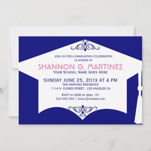 Pet van wit en blauw Afstuderen - Partij bij het A Kaart (Voorkant)