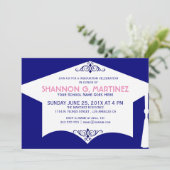 Pet van wit en blauw Afstuderen - Partij bij het A Kaart (Staand voorkant)