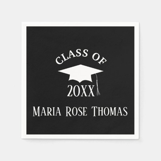 Pet van zwart Afstudeerder en bladpapier Servet (Voorkant)