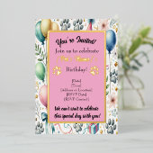  Pet Verjaardag Folie uitnodiging (Staand Voorkant)