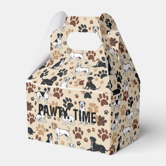 Pet verjaardagsfeestje gunst snack box feesttijd bedankdoosjes (Voorkant Zijde)