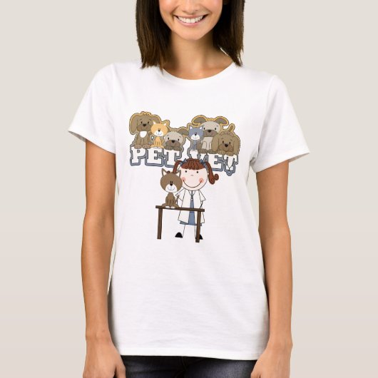 Pet Vet Brunette Vrouw Tshirts en Gifts (Voorkant)