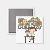 Pet Vet Brunette Vrouw Tshirts en Gifts Magneet (Voorkant / Achterkant)