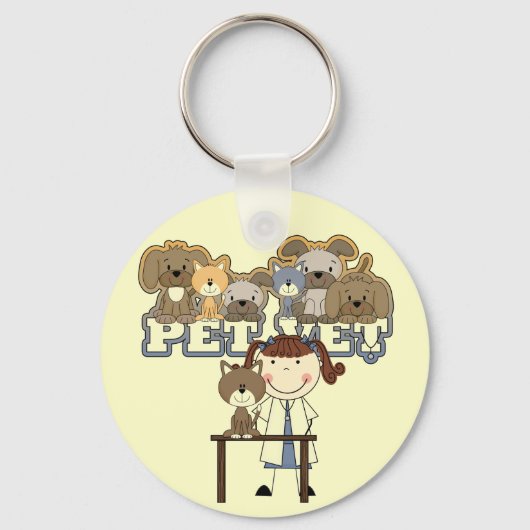 Pet Vet Brunette Vrouw Tshirts en Gifts Sleutelhanger (Voorkant)