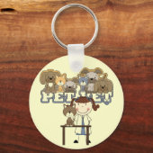 Pet Vet Brunette Vrouw Tshirts en Gifts Sleutelhanger (Voorkant)