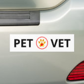 Pet Vet en gouden poot met hart bumper sticker (Op auto)