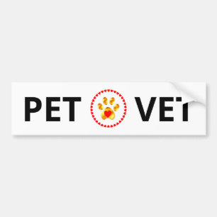 Pet Vet en gouden poot met hart bumper sticker