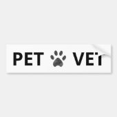 Pet Vet & paw in zwarte en witte bumpersticker (Voorkant)