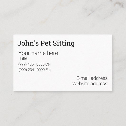 Pet Visitekaartje (Achterkant)