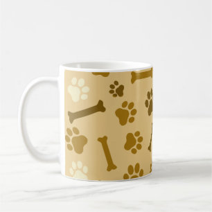 Pet - Voetafdruk met kat of dog en botpatroon Koffiemok