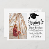 Pet voor afstudeerfeest | De datumfoto opslaan Briefkaart (Voorkant / Achterkant)