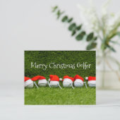 Pet voor kerst met golfbal en kerstmantel briefkaart (Staand voorkant)