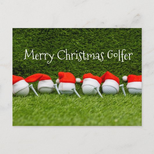 Pet voor kerst met golfbal en kerstmantel briefkaart (Voorkant)