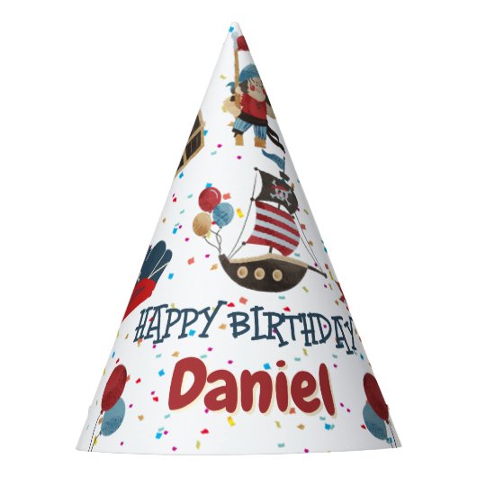 Pet voor verjaardagen met piratenthema feesthoedjes (Voorkant)