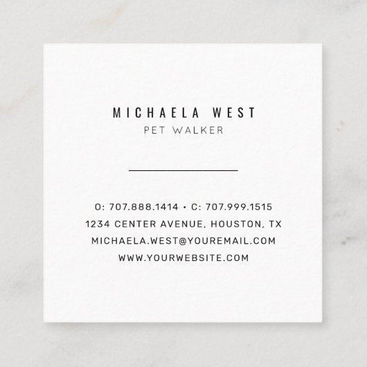 Pet Walker Service Pet Care Square Visitekaartje (Achterkant)