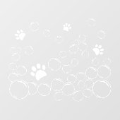 Pet wash Bubbels met poot witte kleur omtrek Raamsticker (Vel)