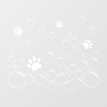 Pet wash Bubbels met poot witte kleur omtrek