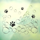 Pet wash Bubbels met poot zwarte kleuromtrek Raamsticker (Vel 3)