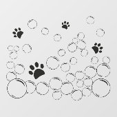 Pet wash Bubbels met poot zwarte kleuromtrek Raamsticker (Vel)
