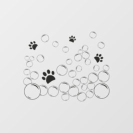 Pet wash Bubbels met poot zwarte kleuromtrek Raamsticker