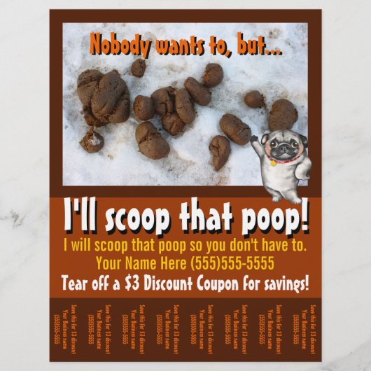 Pet Waste Removal.Pooper Scooper.Custom Promo Flyer (Voorkant)