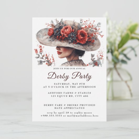 Pet Waterverf Derby Party Uitnodiging (Staand voorkant)