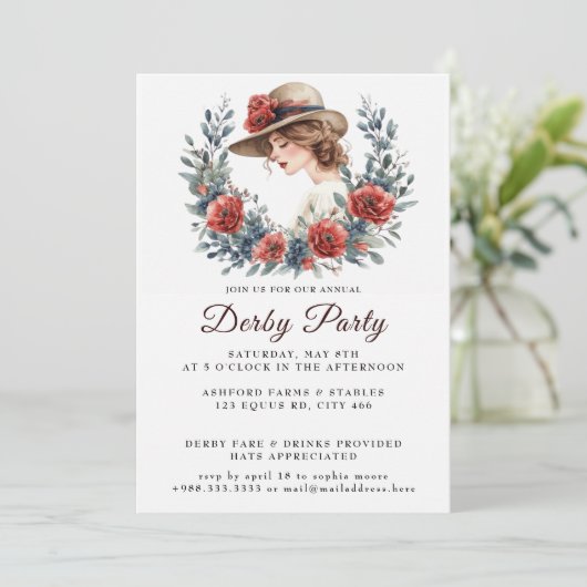 Pet Waterverf Derby Party Uitnodiging (Staand voorkant)