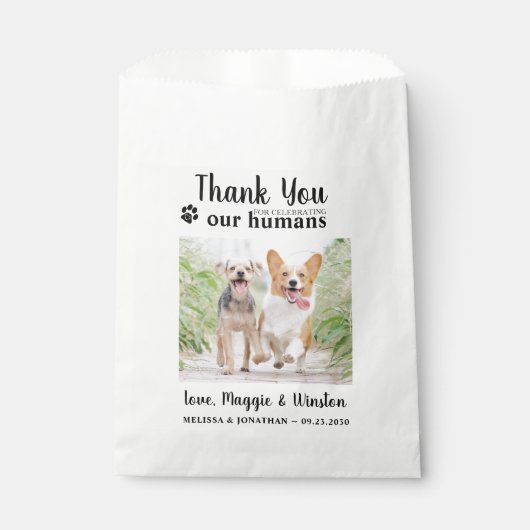Pet Wedding Bedankt Aangepaste foto Dog Treat Bedankzakje (Voorkant)