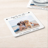 Pet Wedding Custom Photo Dog, gelukkig altijd daar Kartonnen Onderzetters (Schuin)