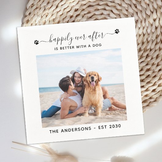 Pet Wedding Custom Photo Dog, gelukkig altijd daar Servet