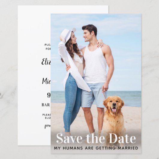 Pet Wedding Custom Photo Dog Save the Date Cards (Voorkant / Achterkant)