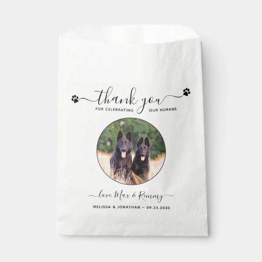 Pet Wedding Custom Photo Dog Treat Doggie Bedankzakje (Voorkant)