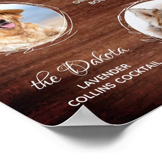 Pet Wedding Dog Bar Handtekening Cocktails Drink Poster (Hoek)