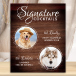 Pet Wedding Dog Bar Handtekening Cocktails Drink Poster<br><div class="desc">Signature Cocktails van je huisdieren! Neem je beste hond, beste kat en elk huisdier mee op je bruiloft met zijn eigen drink bar voor je gasten. Perfect voor hondenliefhebbers, en een speciale hondenbar zal een hit zijn op je bruiloft. Eenvoudig maar bijtend hout wit met zwarte schets eucalyptusbladeren. Pas dit...</div>