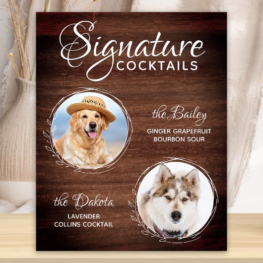Pet Wedding Dog Bar Handtekening Cocktails Drink Poster