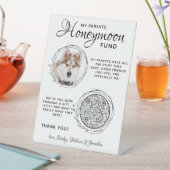 Pet Wedding Dog Foto QR Code Honeymoon Fund Reclamebord Met Voetstuk (Insitu)