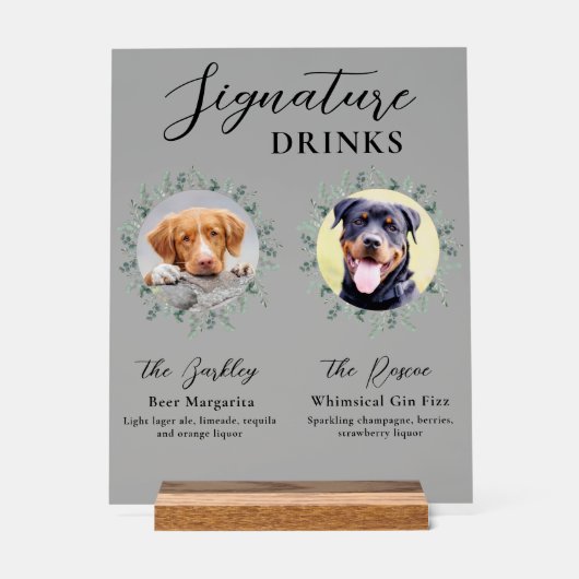 Pet Wedding Dog Handtekening Drink Aangepast 2 Fot Acryl Bord (Voorkant)