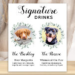 Pet Wedding Dog Handtekening Drink Aangepast 2 Fot Poster<br><div class="desc">De handtekening Drink van je huisdieren. Neem je beste hond, beste kat en elk huisdier mee op je bruiloft met zijn eigen drink bar voor je gasten. Perfect voor hondenliefhebbers, en een speciale hondenbar zal een hit zijn op je bruiloft. Eenvoudig maar elegant wit met eucalyptusbladeren. Pas dit trouwerijbord aan...</div>