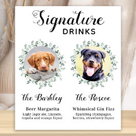 Pet Wedding Dog Handtekening Drink Aangepast 2 Fot Poster