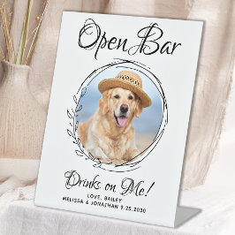 Pet Wedding Dog Open Bar Aangepaste foto-Drinken Reclamebord Met Voetstuk
