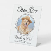 Pet Wedding Dog Open Bar Aangepaste foto-Drinken Reclamebord Met Voetstuk (Voorkant)