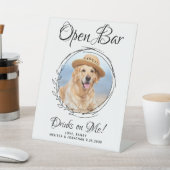 Pet Wedding Dog Open Bar Aangepaste foto-Drinken Reclamebord Met Voetstuk (Insitu)