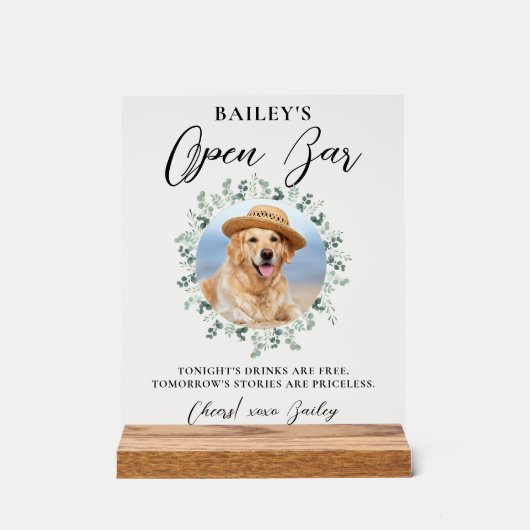Pet Wedding Dog Open Bar Cocktail Drinken Acryl Bord (Voorkant)