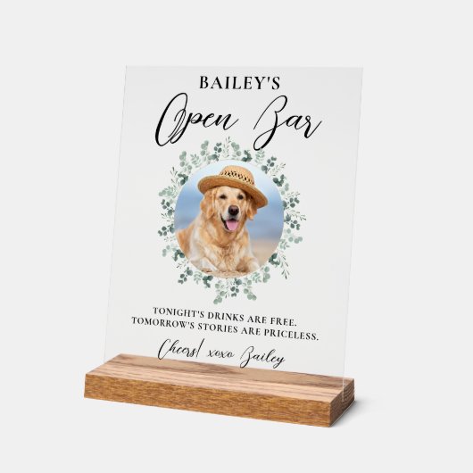 Pet Wedding Dog Open Bar Cocktail Drinken Acryl Bord (Hoek)