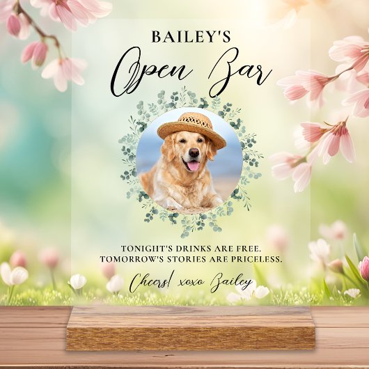 Pet Wedding Dog Open Bar Cocktail Drinken Acryl Bord